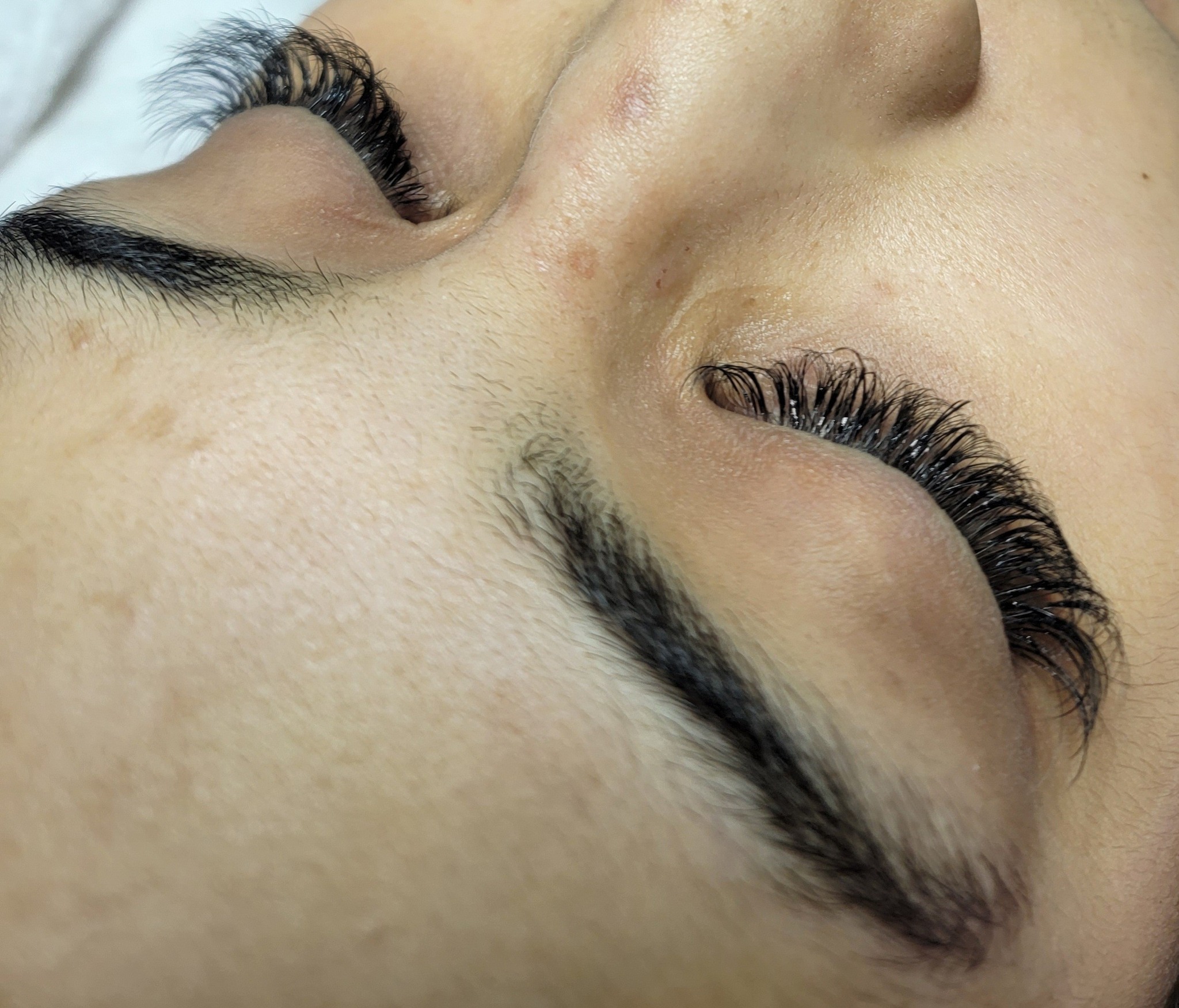 Detailed lash and brow work